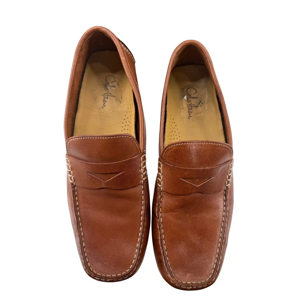 Cole Haan Mens Grant Canoe Penny Loafer Tan Leather Driving Shoes C04534 9.5M